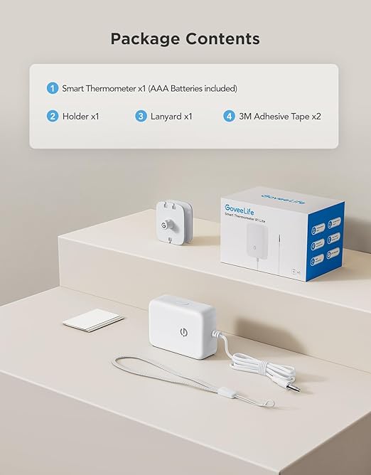 GoveeLife Refrigerator Freezer Thermometer 1 Pack, Bluetooth Temperature Sensor with Alarm, Smart APP Alerts for Fridge/Freezer/Tub(WiFi Gateway Not Included)