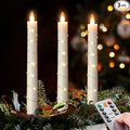 Flameless Cone Candle with Built-in Star String Light, 11-Button Remote Control, Timer, Battery Powered, Simulated Flame, 3-Pack Window Candle, Christmas Home & Wedding Decoration (Ivory)