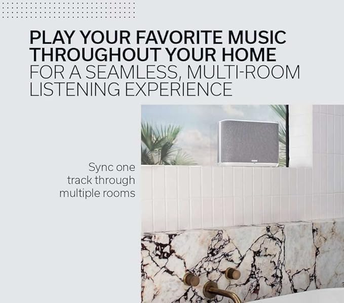 Denon Home 250 Wireless Smart Speaker (White), Bluetooth Wireless, 0.75" Tweeters, 4" Bass Drivers, HEOS Built-in, AirPlay 2, Multi-Room Streaming, Simple Setup, Mid-Size Design