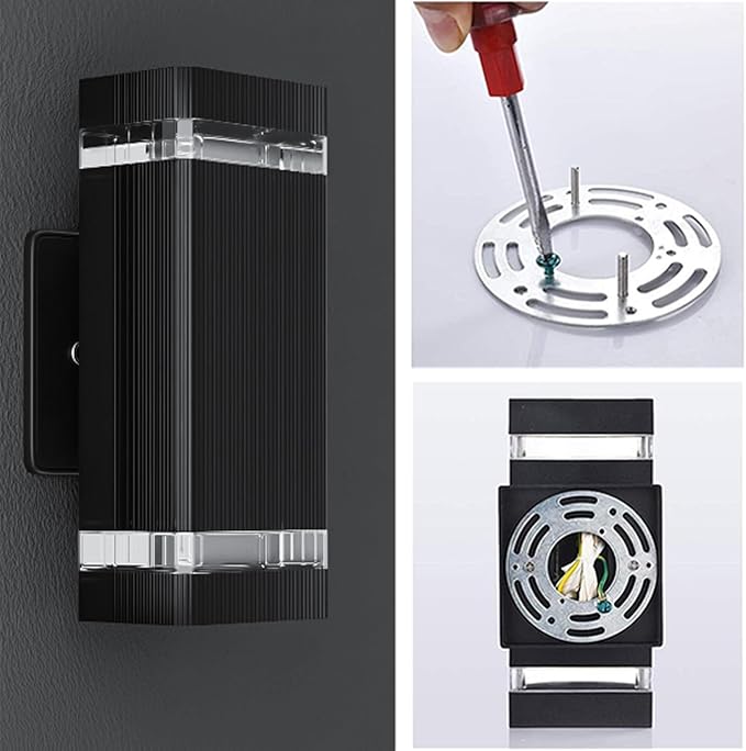 Up and Down Outdoor Wall Light, RGB Color Changing wall Lights,App&Voice Control, ETL Listed, Black Square Design, House wall Sconce 6500K, Outdoor Exterior Lights for Porch, Garage