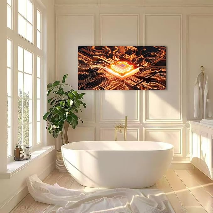 Wibinuki Wall Art Wall Decor Wall Paintings CPU and Da Flowing. AI and Cybersecurity for Living Room Bedroom Bathroom Home Decor Can Be Hung Directly 20"x 40"