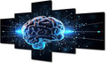 Brain Neuronal Impulses Canvas Wall Art for Bedroom Abstract Human Brain Wall Paintings for Living Room Brain Office Modern Wall Art Print On Canvas Framed Ready to Hang, (50"Wx24"H)