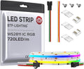 BTF-LIGHTING FCOB WS2811 IC RGB COB LED Strip DC12V 720LED/m 3.2FT Flexible High Density Uniform Chasing Color Light 20IC/m 12mm Width Light for Home Indoor Decor(No Adapter or Controller)