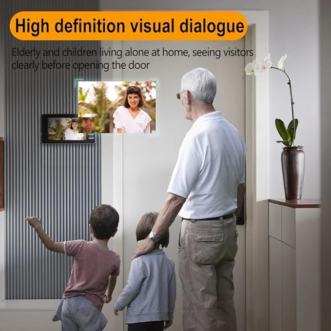 Doorbell Camera Wireless No Subscription with Monitor for Home/Apartment, Timbre con Camara 1080P No App/WiFi Needed, Video Intercom 2-Way Talk,Waterproof Door Bell with Recording & Night Vision