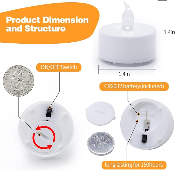 KOABY 12/24/50 Pack LED Tea Lights with 6H Timer, Auto On Daily, Flickering Warm Yellow Lights