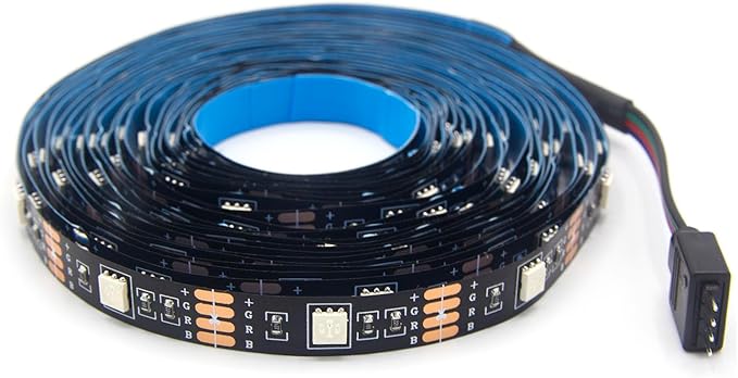 HICHN LED Strip Lights 16.6 feet RGB Color with APP and IR Remote 5050 SMD LED for Bedroom,Home,TV Backlight(LED_BTU50H), Multicolor, 15 feet (with Remote Control)