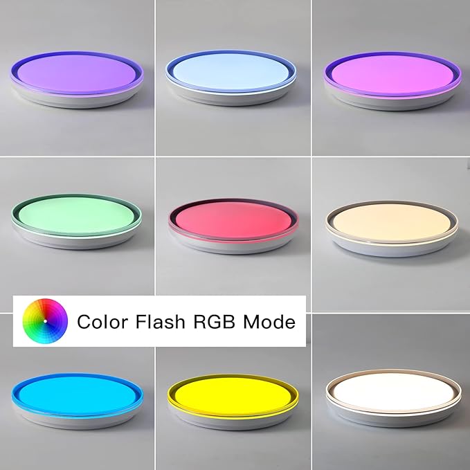 Smart LED Music Ceiling Light,with Remote Control Bluetooth Speaker RGB Dimmable,15.74 inch 36W,WiFi App Compatible with Alexa Google Home,Suitable for Bedroom, Living Room and Children's Room