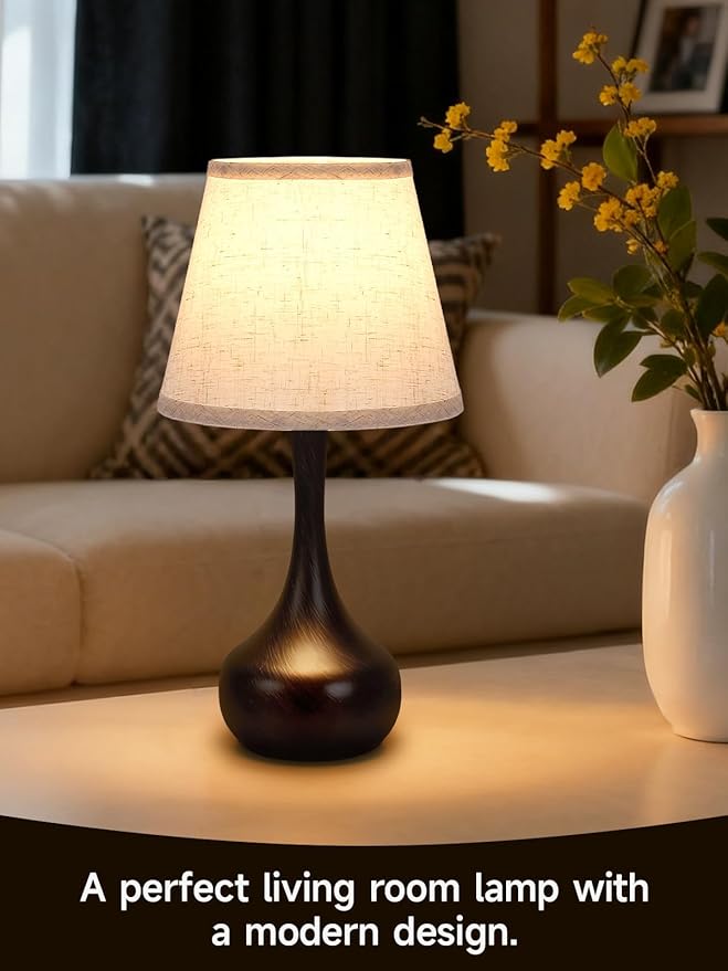 Touch Table Lamp for Bedroom Set of 2, Farmhouse 3-Way Dimmable Bedside Lamps for Nightstand with Fabric Shade, Lamps for Living Room，Desk Lamps for Home Office, Black Lamp for Bedroom