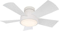 Vox Indoor and Outdoor 5-Blade Smart Flush Mount Ceiling Fan 38in Matte White with 3500K LED Light Kit and Remote Control