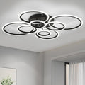 Vikaey Modern LED Flush Mount Ceiling Light, 8 Rings Black Close to Ceiling Light Fixtures, Living Room Lighting Ceiling Lamp for Dining Room, Bedroom, Kitchen, 4000K Not Dimmable