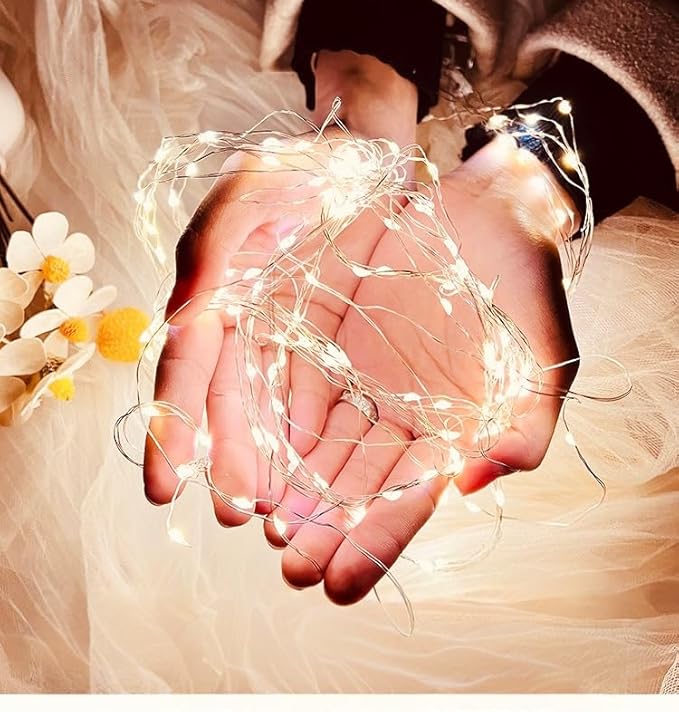 LED Fairy Lights Battery Operated String Lights Waterproof Silver Wire Firefly Lights for DIY Crafts Wedding Indoor Outdoor Christmas Patio Garden Decoration (Pure White, 66FT-200LEDS)