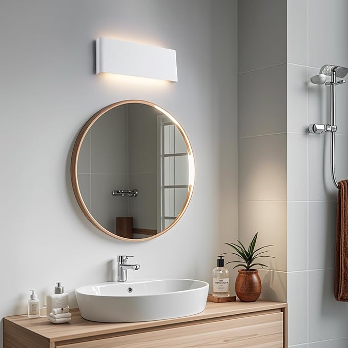 11"Modern LED vanity light,15W Dimmable 5 CCT (3000K-6500K) Adjustable Wall Lamp,Up and Down Wall Lighting,Indoor Wall Sconce for Bedroom,Staircase,Hallway,Dressing Table, 2 Pack（White）