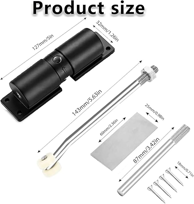 Heavy-Duty Automatic Door Closer, Spring Adjustable 30kg Closing Hinge(Gray)
