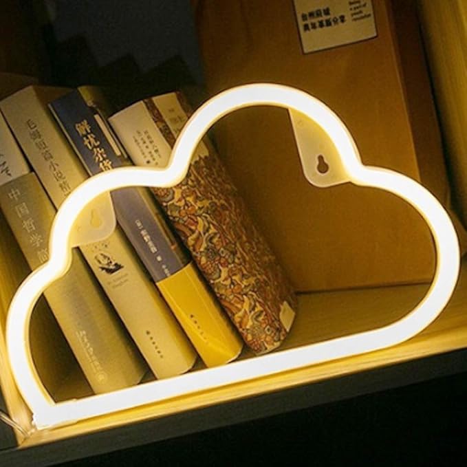 BEMOMENT Cloud Neon Light Signs Wall Decor Battery and USB Operated Bedside Lamps Home Decoration for Living Room,Children's Bedroom,Party,Christmas & Birthday Present(White)
