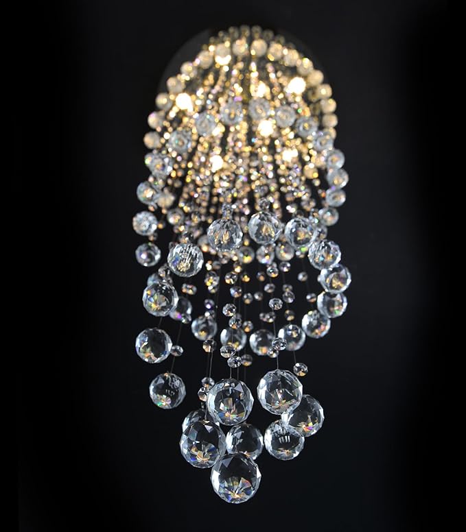 W24 x H78 Inches Crystal Glam Chandelier Long Light Chandeliers with Dimmable Light Bulbs Silver High Ceiling Pendants Light Fixtures for Foyer Entryway Living Room Stair