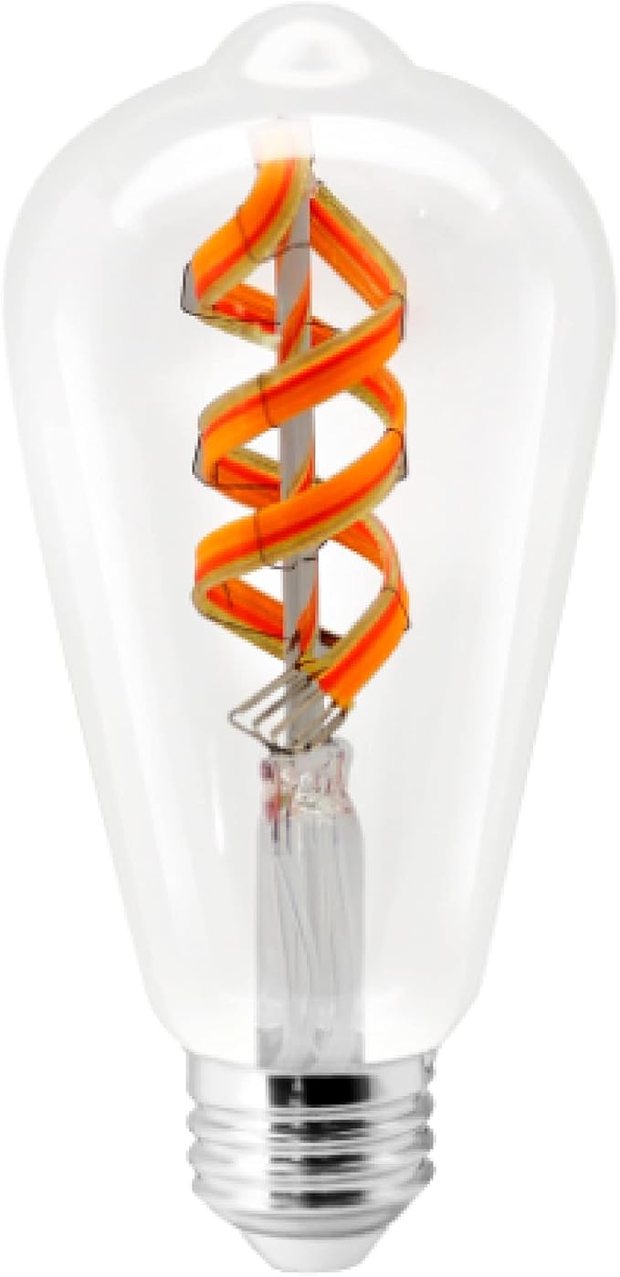 Sylvania WiFi LED Smart ST19 RGBW Color and Amber Finish Filament Light Bulb, 7W Efficient, for Alexa/Google Assistant, 2000K, No Hub Required, Clear - 1 Pack (75809)