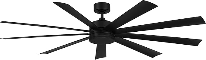 Wynd XL Smart Indoor and Outdoor 9-Blade Ceiling Fan 72in Matte Black with 3000K LED Light Kit and Remote Control works with Alexa, Google Assistant, Samsung Things, and iOS or Android App