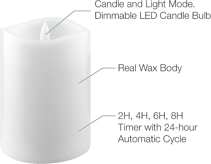 Stonebriar 3 Count White Real Wax 3x4 Flameless LED Pillar Candles with Remote and Timer