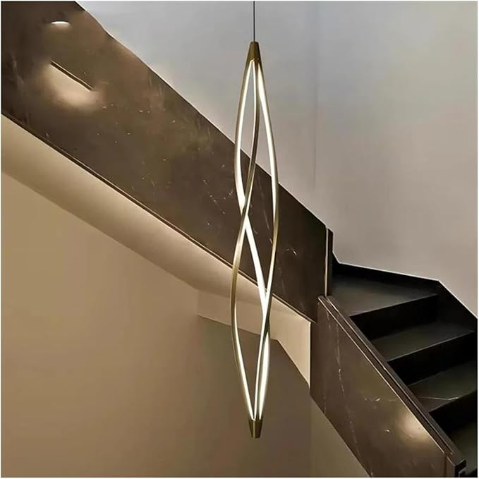 Pendant Lights, Modern Home Decor Led Lights Pendant Light Lamps Forstaircase Chandeliers for Living Room Hanging Indoor Lighting(APP with RC Dimmable,Gold 180cm)