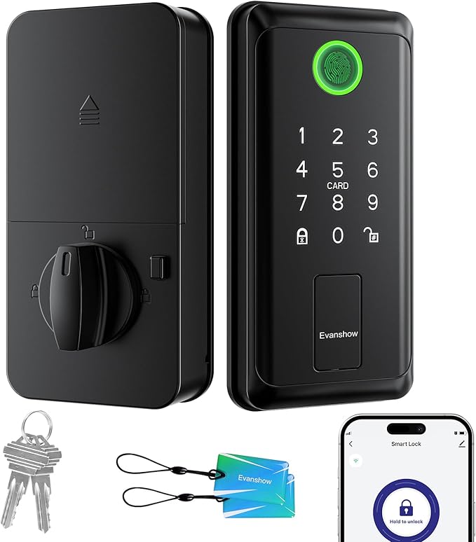 Keyless Entry Door Lock,Smart Keyless Entry Door Lock, Fingerprint Smart Locks for Front Door,Smart Deadbolt Lock, Built-in Wi-Fi APP Control-Passcode Remotely, Easy Installation