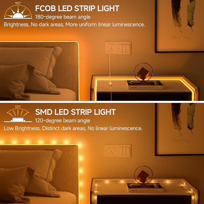 BTF-LIGHTING FCOB COB FOB LED Strip Lights 5V USB Powered 6.56FT 640LEDs Warm White 2700K 8mm Width Dimmable CRI 90+ with 3M Tape Flexible High Density for 3D Printer TV Backlight PC DIY Decor