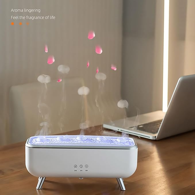 Jellyfish Oil Diffuser Humidifier,7-Color Gradient LED Lights,300ML Dynamic Sound Pickup Ultrasonic,Home Aromatherapy Diffusers,Remote Control Humidifier for Bedroom & Office