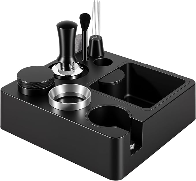 Reoszeank 54mm Espresso Accessories Kit, Espresso Knock Box and Tamping Station, Coffee Tamper, Distributor, WDT Distribution Tool, Dosing Funnel and Puck Screen Set Fits Breville 54 mm Portafilter