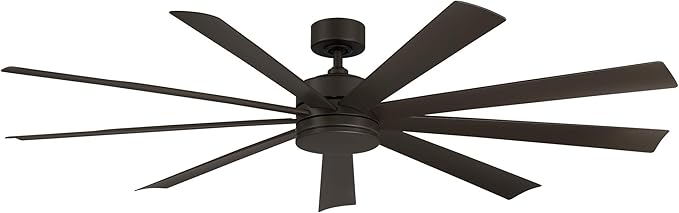 Modern Forms Wynd XL Smart Indoor and Outdoor 9-Blade Ceiling Fan 72in Bronze with 3000K LED Light Kit and Remote Control works with Alexa, Google Assistant, Samsung Things, and iOS or Android App