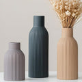 Modern Ceramic Vases Set of 3, Black Ribbed Decorative Vases, Shelf Table Centerpiece for Home Decor, Birthday Gifts for Women, Mom, Grandma Decorative (Black Mix)