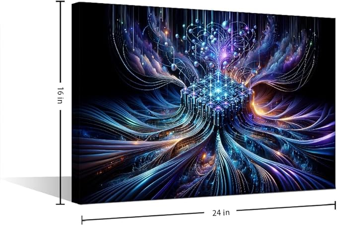 TUMOVO Wall Art Home Decor for Living Room Modern Technology Painting House Decorations CPU Concept Print Artwork Canvas Posters and Prints Home Decor Framed Ready to Hang 16" Wx24 Hx1 Panel