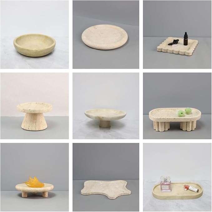 Modern Style Marble Tray Organizer - Modern Stone Decoration for Living Room, Dining Table, Office - Stylish Key and Jewelry Holder(Beige21)