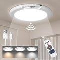 LINEWAY Rechargeable Motion Sensor Ceiling Light with Remote,Battery Operated LED Ceiling Lights 3 Colors Dimmer 7.5'' Wireless Closet Light Magnetic Motion Activated Shower Light for Shed Pantry