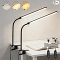 2 Pack LED Desk Lamp with Clamp,Eye-Friendly Clip on Lights for Home Office Study Reading,3 Modes 10 Brightness,Long Flexible Goose-Neck,Swing Arm Architect Task Table Lamps with USB Adapter