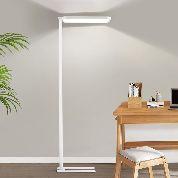 Full-Spectrum LED Floor Lamp, CRI 98 Eye-Comfort Reading Lamp, 7000 LM 4000K Natural Daylight Standing Light with Stepless Dimming, Heavy-Duty Base for Home Office and Study Room