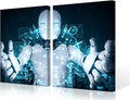 Robot Paintings for Living Room AI Intelligence Wall Art 3 Pieces Date Canvas Contemporary Artwork Home Decorations Giclee Framed Gallery-Wrapped Stretched Ready to Hang, 24" Wx16 H