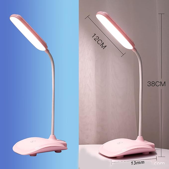 LED Desk Lamp, Touch Control Three Level Color Temperature USB Charging Table Study Lamp Portable Reading Light for Home Bedroom Dorm Study Office (Pink)