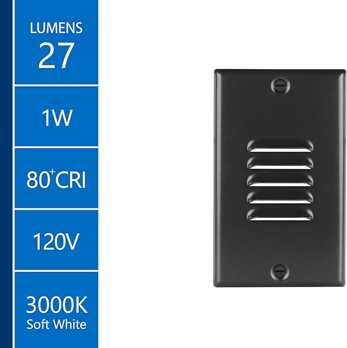 STP2 Vertical Louvered Black LED Step Light with Photocell (STP2L120VBKPC)