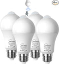 McDen Motion Sensor Light Bulb, Indoor Motion Activation Detector Light Bulb, E26 Base Dusk to Dawn Security Night Light 13.5W Equivalent 100W 6000K Daylight 4 Packs