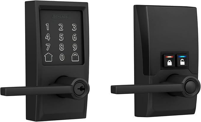 Schlage Encode Smart Wi-Fi Lock with Lever Handle, Touchscreen Keypad, Keyless Entry Door Lock, App Control, Alexa, Google Home and Airbnb Compatible, Matte Black, FE789WB CEN 622 LAT