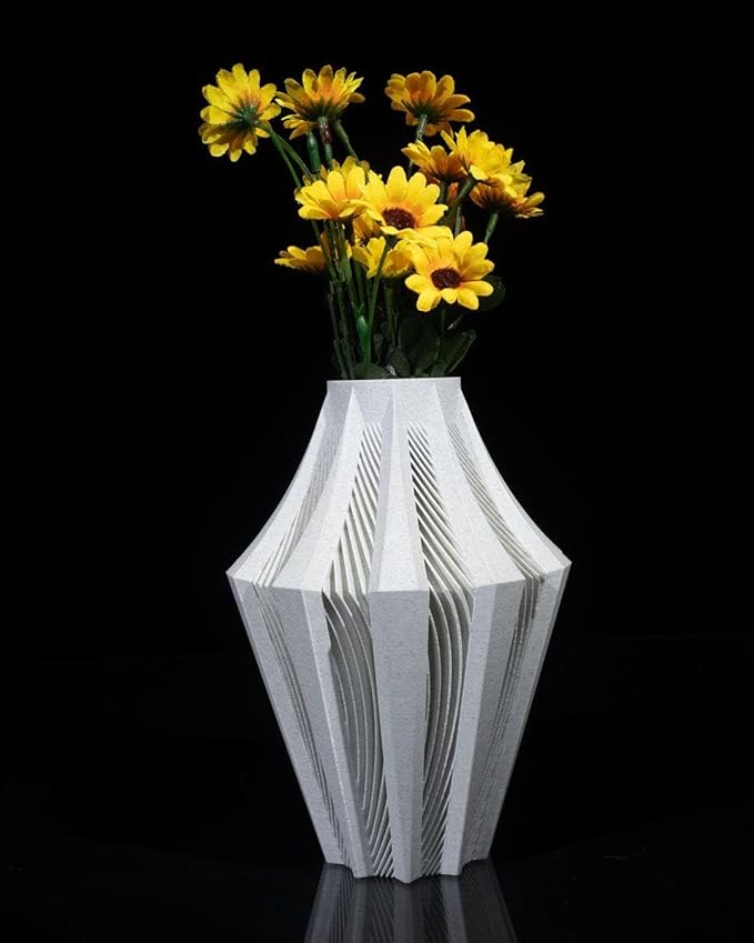 Aether Gray Vase – Modern Architectural Design | Eco-Friendly Home Decor (Primary color:Red;)