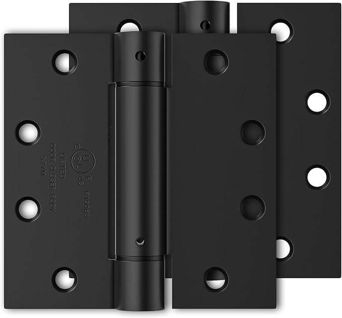 2 Pack Automatic Door Closer Hinge, 4.5 Inch Door Closer Hinge Self Closing with Square Corners, Adjustable Tension for Garage, Front Door, Back Door, for Left and Right Hand Door, UL Listed