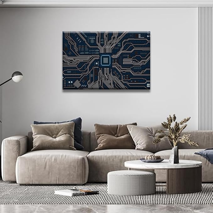 CPU Concept Canvas Wall Art Integrated Communication Processor Posters and Prints Bathroom Decor Wall Art 5 Panel Circuit Board Bedroom Poster Artwork Print on Canvas Framed Ready to Hang 24x36 INCH