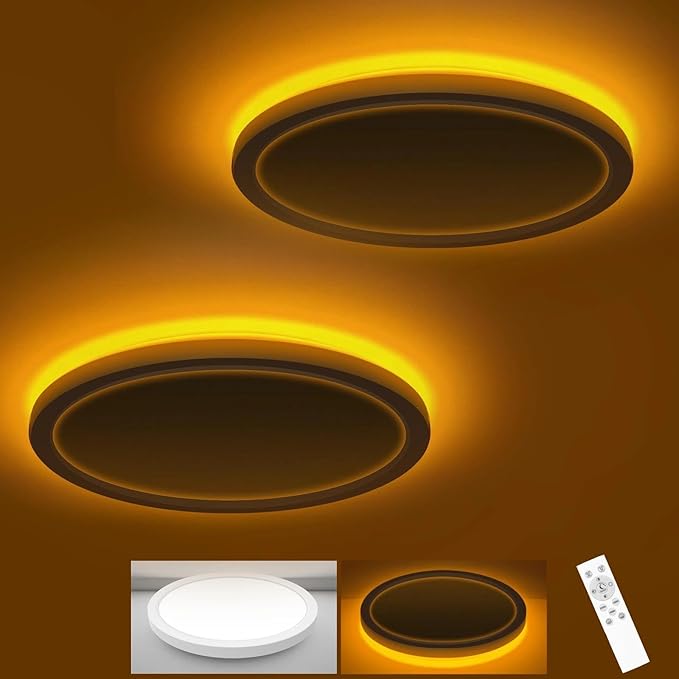 zemty 9 Inch LED Ceiling Light with Night Light 1800K, 2 Pack 3000K/4000K/6500K Dimmable Light Fixtures with Remote Control,15W 1500lm Flush Mount Ceiling Lamp for Bedroom Bathroom Kitchen-White