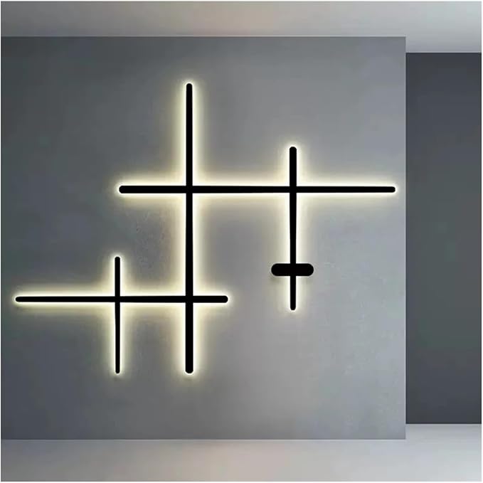 Modern Minimalist Design LED Wall Lamp Compatible with Living Room Bedroom Background Dining Room Aisle Black Line Long Decoration Light, Modern