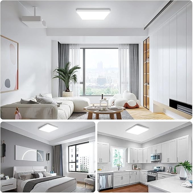 12Inch 24W Square LED Ceiling Light Fixtures Flush Mount, 5000K Daylight White LED Ceiling Lamp, Surface Mount Modern Ceiling Lights, Slim Flat Panel Lighting for Bedroom, Kitchen, Bathroom Etc.