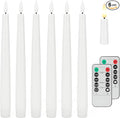 Flameless Taper Candles with 3D Wick, 9.6" Real Wax LED Candles with 2 Remote and Timer, 6 Pack Flickering Candlesticks Battery Operated, Classic Tall Taper Candle for Home, Wedding, Party, White