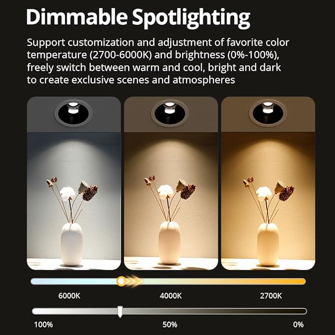 Matter WiFi LED Recessed Downlight 12W, Dimmable Anti-Glare Ceiling Light, Adjustable Angle Downlight, Works with Alexa, Google Home, Siri, SmartThings, App Control (24 Degree Beam Angle)