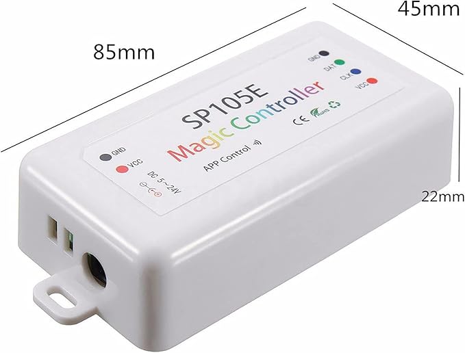 VIPMOON SP105E Wireless Bluetooth Controller, LED Light Controller DC5V~24V WS2812B Controller for WS2811 WS2812B SK6812 LED Strip Pixel Module Panel Lamp