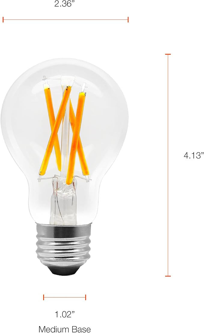 Sylvania WiFi LED Smart A19 Light Bulb, 7.5W Efficient with Filament, for Alexa/Google Assistant, Energy Star, Clear, 2700K, Soft White - 1 Pack (75797)