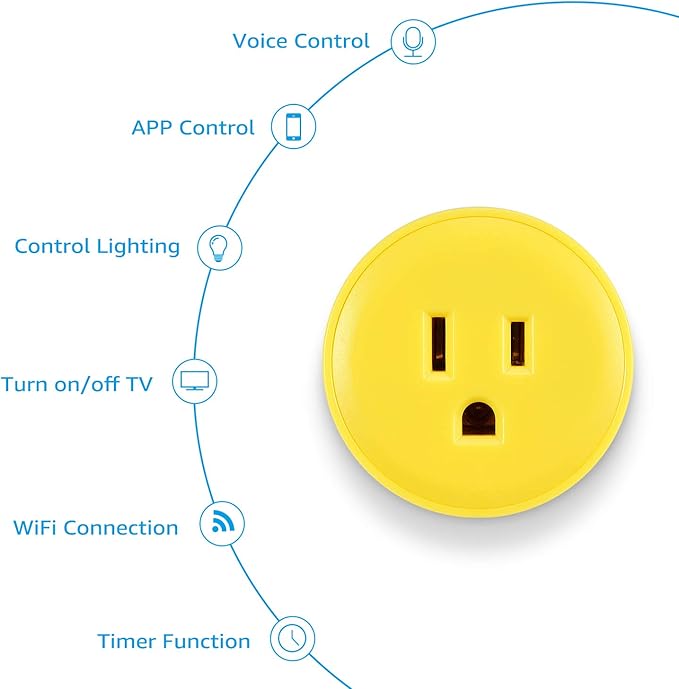 LITEdge Smart Plug Work with Alexa, Mini Smart Outlet Wifi Plug Google Home Assistant Voice Control, No Hub Required, Only Supports 2.4GHz Network, Timer Function, ETL Listed, Yellow Finish, Pack of 6